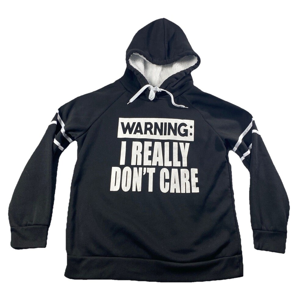 Bobbie Brooks Sweatshirt Size 1X Black (I really Don't Care) Hooded Long Sleeve